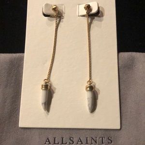 ALLSAINTS Kirstin Earrings White/Warm Brass With Bag NWT Retail $59